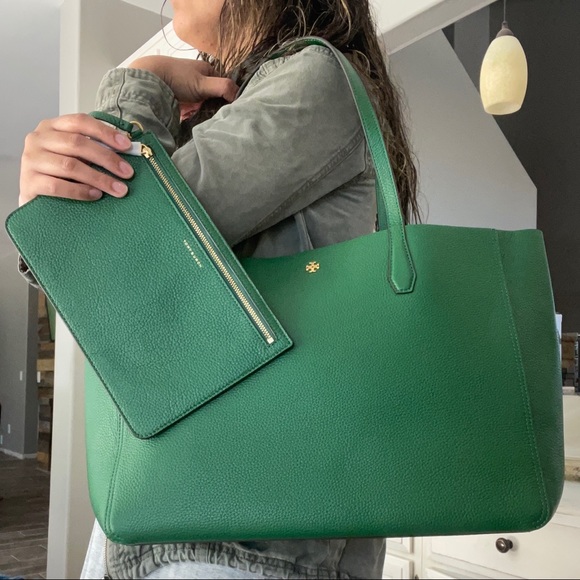 Tory Burch | Bags | New Tory Burch Blake Tote Clutch Green | Poshmark